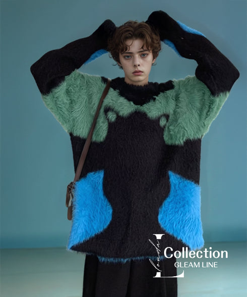 Color-matching shaggy sweater